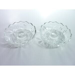 Vintage Pressed Cut Glass Taper Candleholder Nesting Glass Pair Stackable